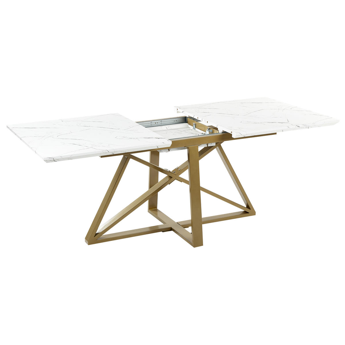 ESSTISCH 160-200/90/77 cm Weiß, Goldfarben Rechteckig Maximus - Weiß, Holzwerkstoff (200/90/77cm) - Beliani