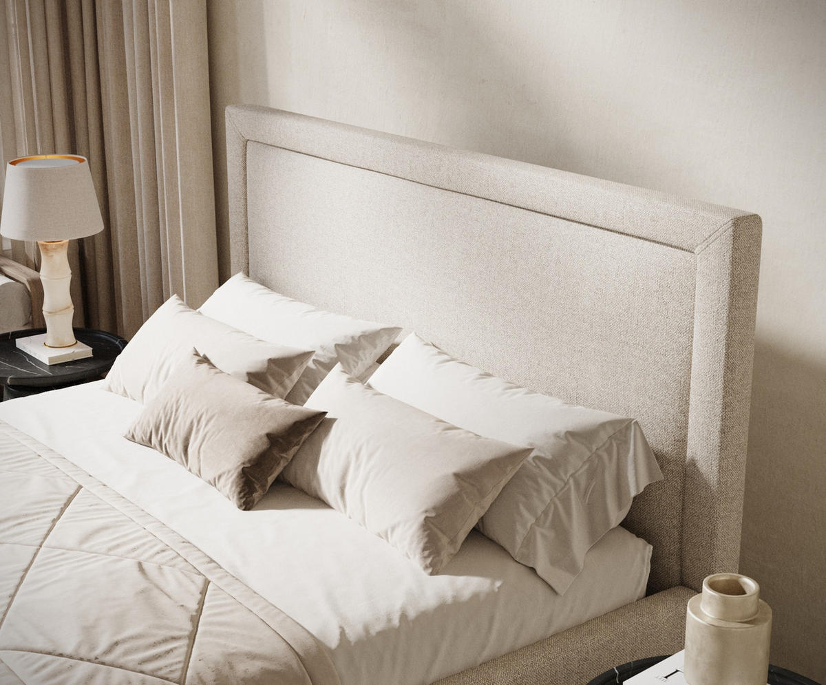 POLSTERBETT Ordina Creme 180/200 cm im Webstoff - Creme/Naturfarben, Holz/Holzwerkstoff (180/200cm) - Maison de Reve