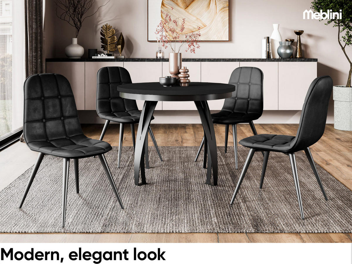 ESSTISCH LUNGA - Schwarz, Holzwerkstoff (100/100/77cm) - Meblini