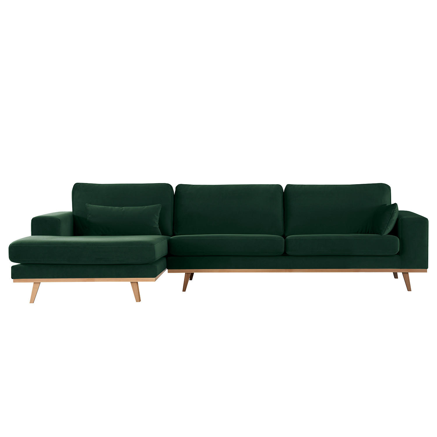 ECKSOFA mit Longchair - Buchefarben/Grün, Textil (281/153cm) - home24