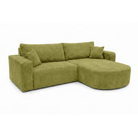 ECKSOFA Mit Schlaffunktion, Cordstoff Poso, Olive, Rechts, ROUND ONE - Olivgrün, Holz (244/175cm) - Kaiser Möbel