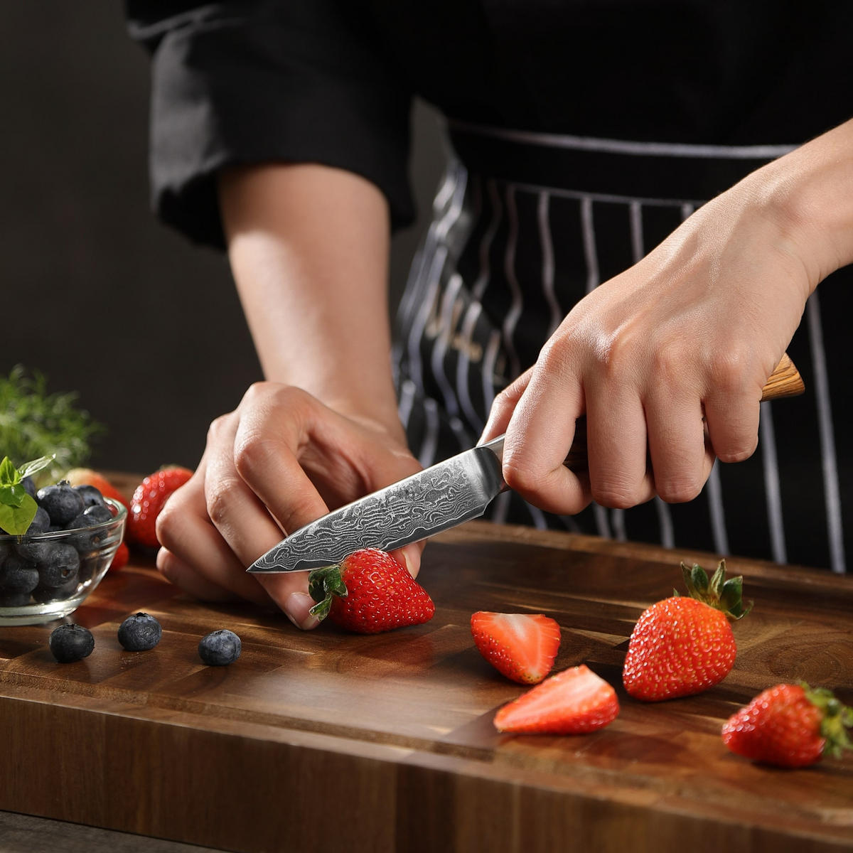 MESSERSET 4-TEILIG 8–17 cm - Braun, Holz/Metall - Wakoli