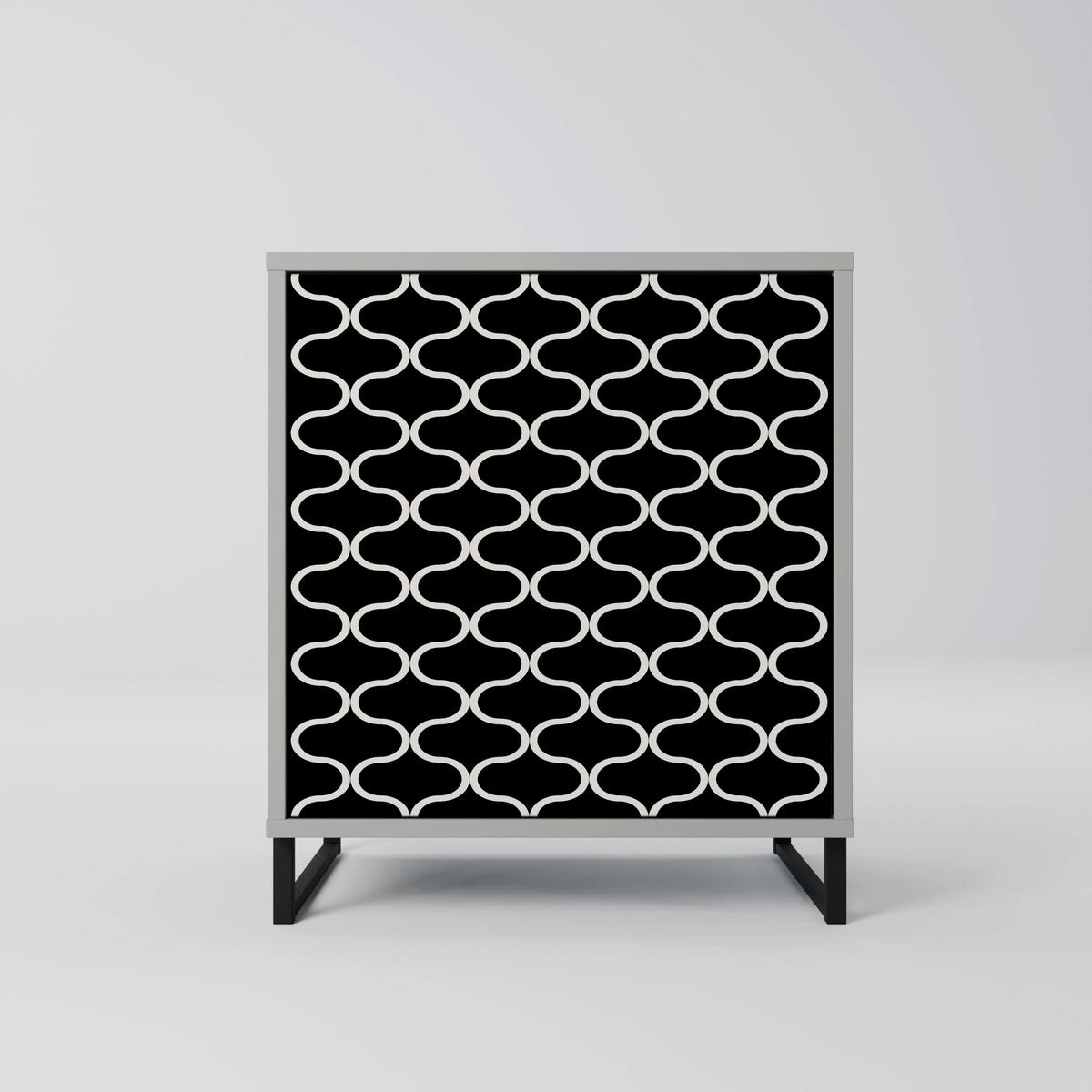 SIDEBOARD TESSELATED BLACKNESS, Grau, 57,5x42x75,5 cm, Goldfarbene Metallfüße - Goldfarben/Multicolor, Holzwerkstoff/Metall (57.5/75.5/42cm) - SpaceRebels