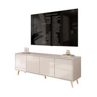 TV-SCHRANK SANAYI Kaschmir Hochglanz – schräge goldene Beine - Kaschmir, Holzwerkstoff (156/54/38cm) - Lookway