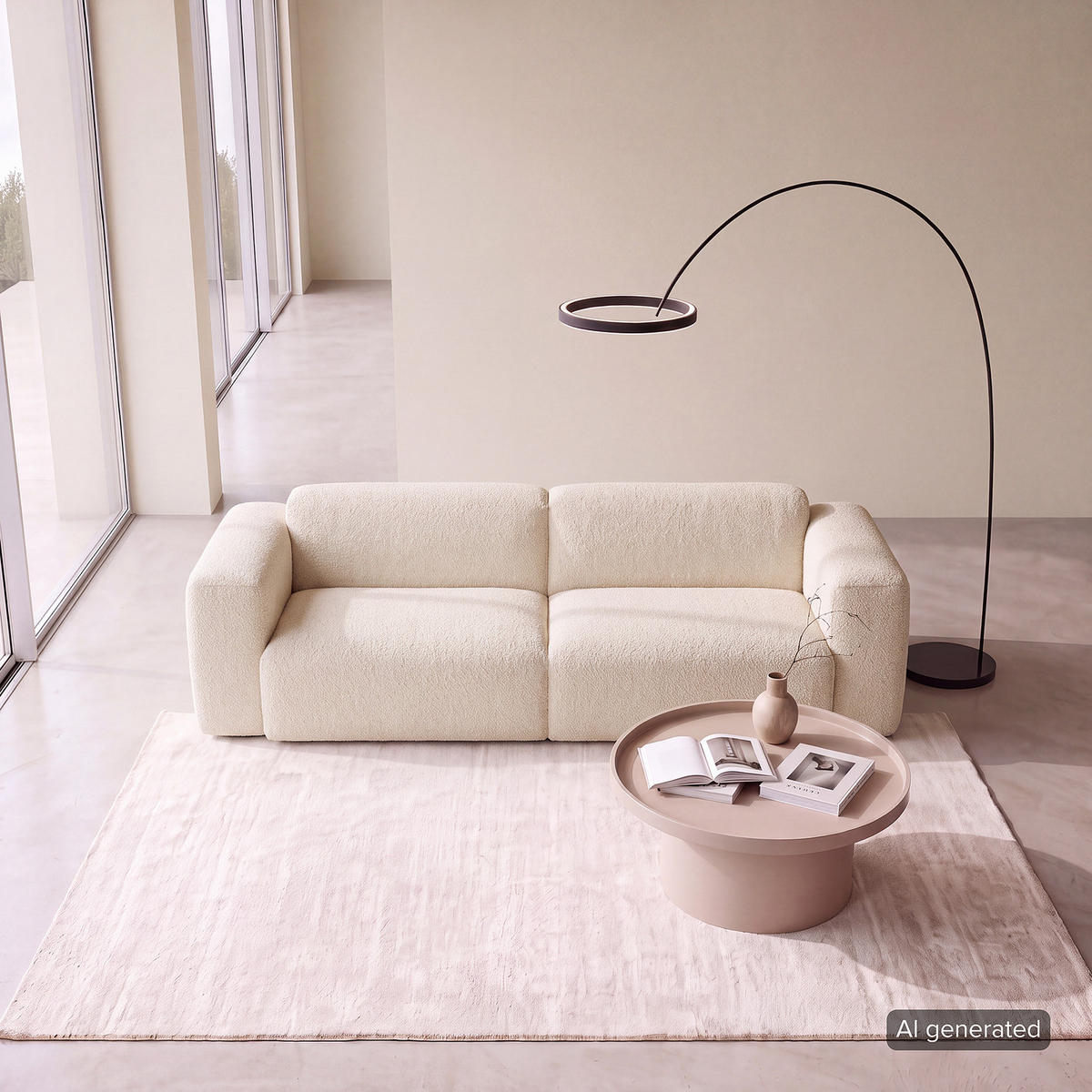 3-SITZER SOFA - Beige/Schwarz, Kunststoff/Textil (251/71/102cm) - home24