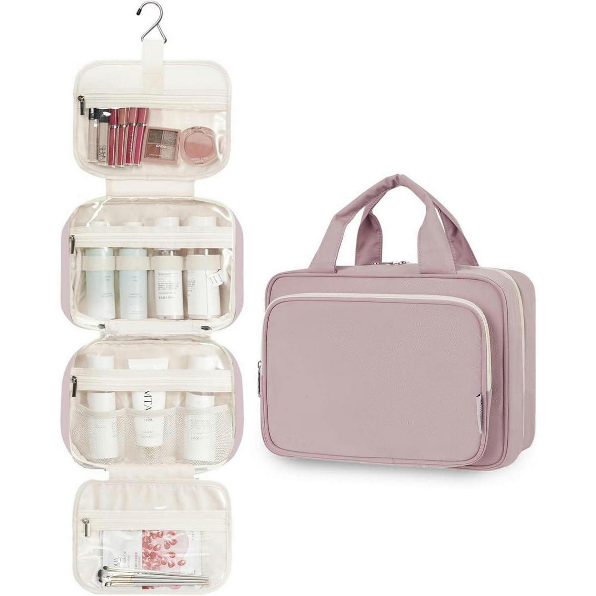 KULTURTASCHE zum Aufhängen Altrosa Medium - Rosa, Textil (5/5/1cm)