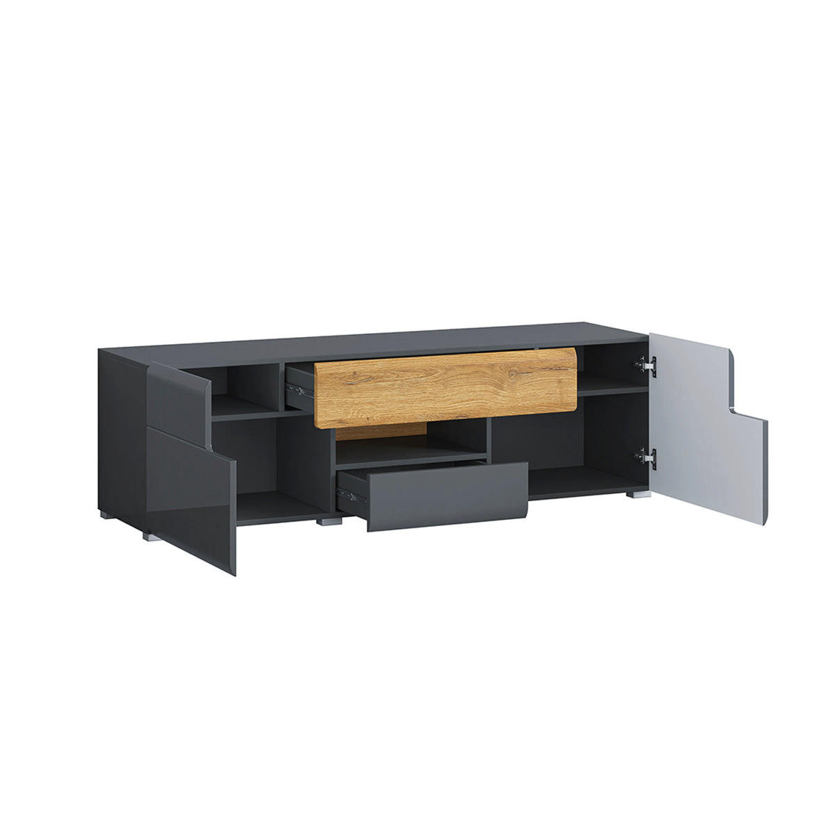 TV OMARICA Jules Siva in les - siva, leseni material (159/47/39cm) - Petits-meubles