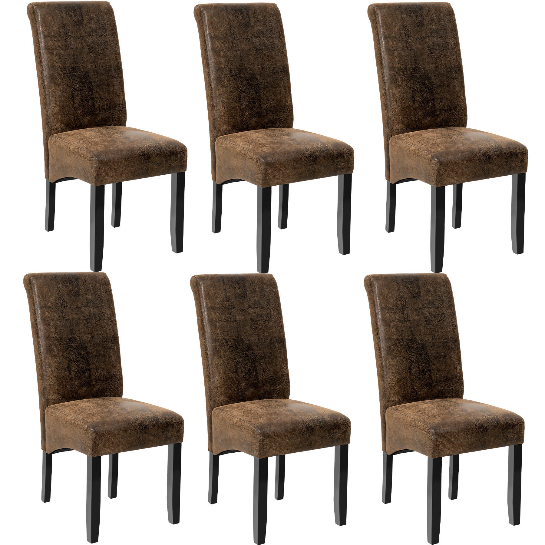 ESSZIMMERSTUHL 6er Set 44 x 63 x 106 cm antikbraun - Anthrazit/Braun, Textil (44/106/45cm) - tectake