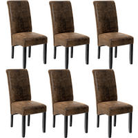 ESSZIMMERSTUHL 6er Set 44 x 63 x 106 cm antikbraun - Anthrazit/Braun, Textil (44/106/45cm) - tectake