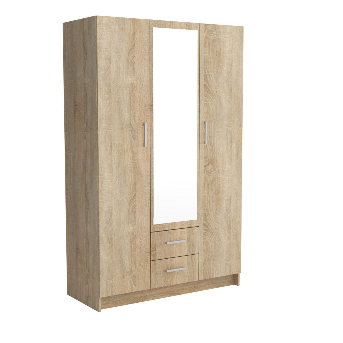 DREHTÜRENSCHRANK PINELLO 120/195/55cm 2-türig mit Spiegel Sonoma Eiche - Sonoma Eiche, Holzwerkstoff (120/195/55cm) - MASSENO
