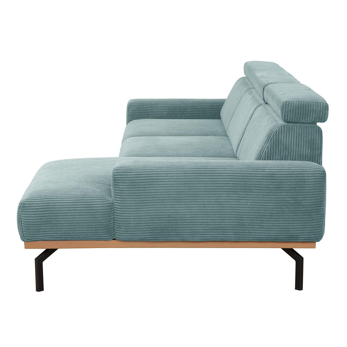 SOFA mit Longchair rechts Katrien Cordstoff eisblau - Pastellblau, Kunststoff (135/280cm) - 58aufmkessel
