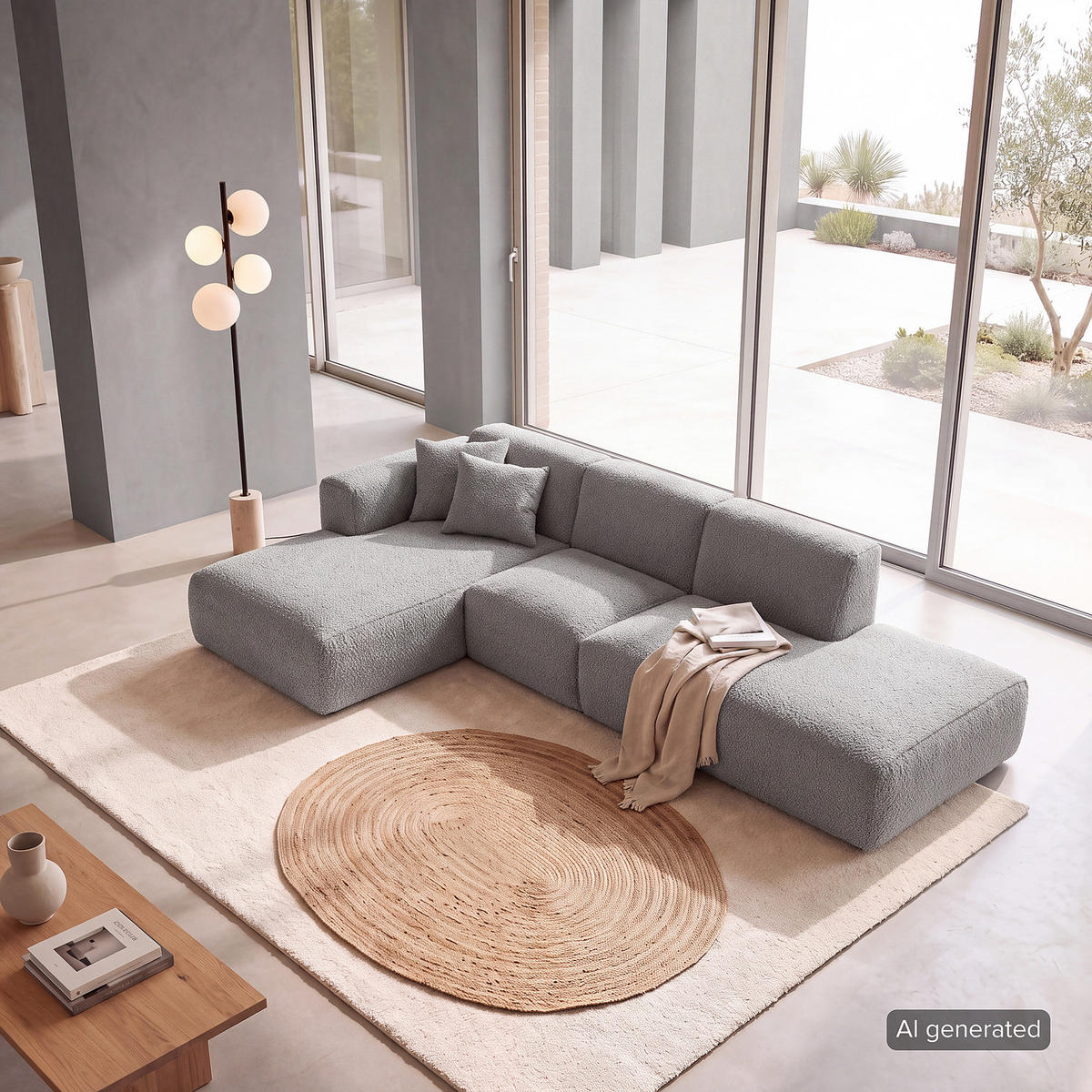 ECKSOFA mit Chaiselongue - Schwarz/Grau, Kunststoff/Textil (290/173cm) - home24