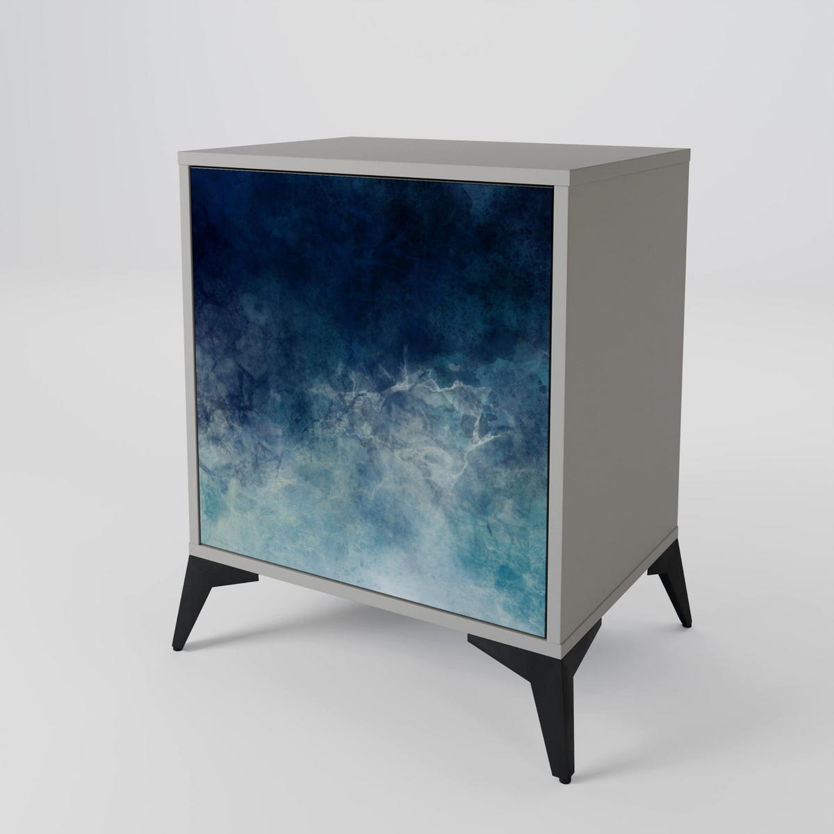 SIDEBOARD CELESTIAL FALL, Grau, 57,5x42x75,5 cm, Goldfarbene Metallfüße - Goldfarben/Multicolor, Holzwerkstoff/Metall (57.5/75.5/42cm) - SpaceRebels