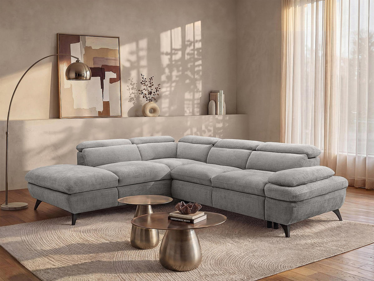 SCHLAFSOFA - 5 Personen - Stoff - Grau - - Grau, Textil (280/79/233cm) - Vente-Unique