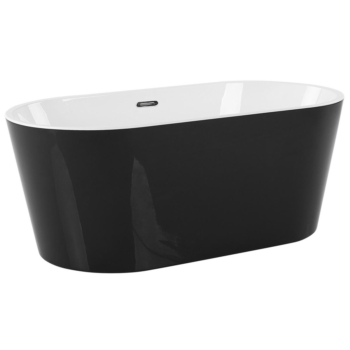 BADEWANNE FREISTEHEND 75x150x58 cm schwarz Havana - Schwarz, Kunststoff (75/58/150cm) - Beliani