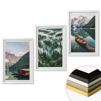 WANDBILDER 3er-Set - 40x60 cm Weißer Rahmen - Bergsee, Boot, Waldnebel - Weiß, Kunststoff (40/60cm) - ArtPrintCave