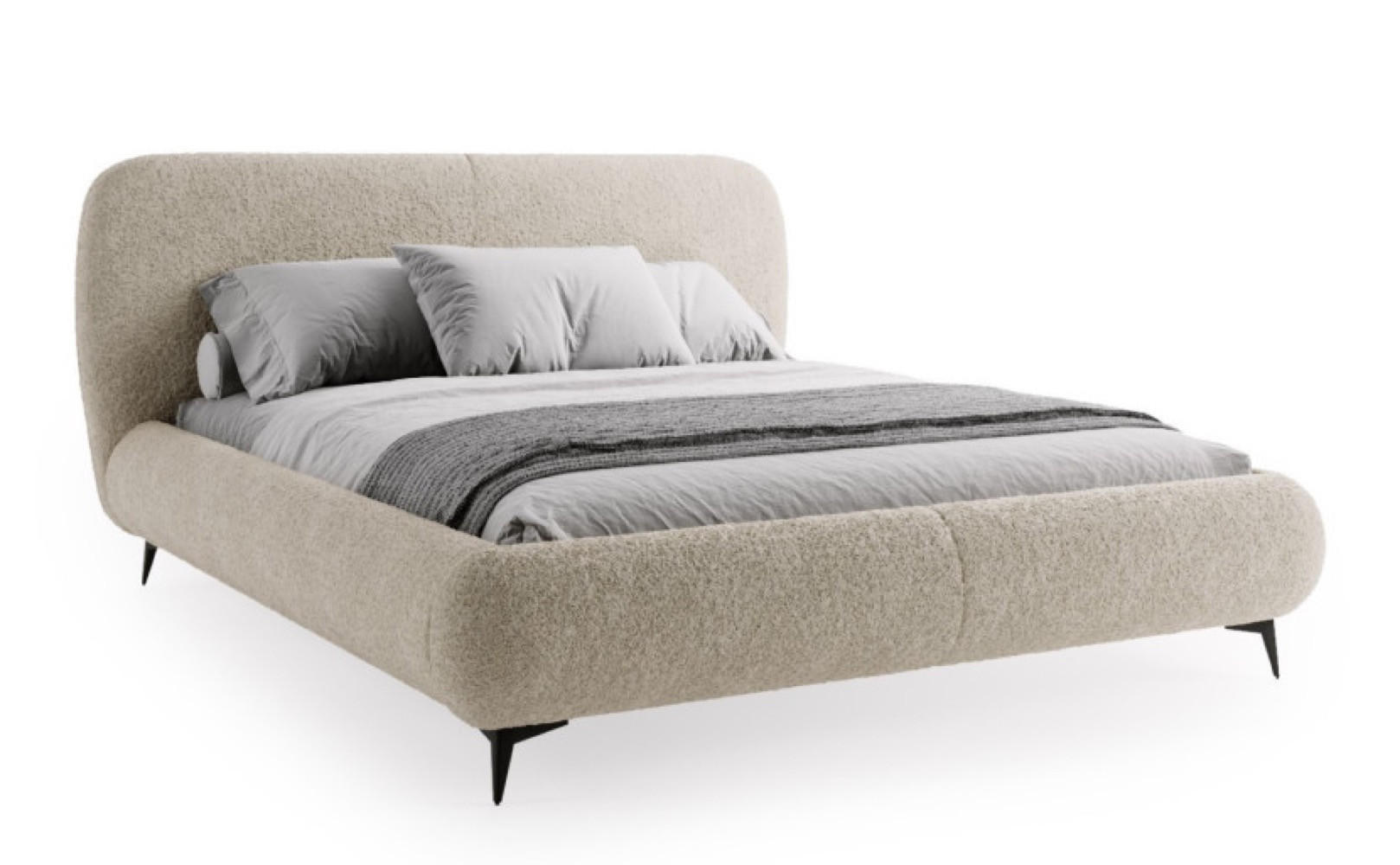BETT Hellbeige ELLE Gepolstert 200x200 cm Ausziehbar - Beige/Schwarz, Kunststoff/Textil (200/200cm) - Sepro Meble