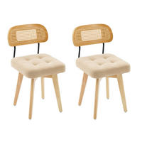 STUHL-SET 2 Stück, 360° drehbar, Rattan-Rückenlehne, DE-42279, Khaki - Sandfarben, Metall (50/77/43cm) - ComfortXL
