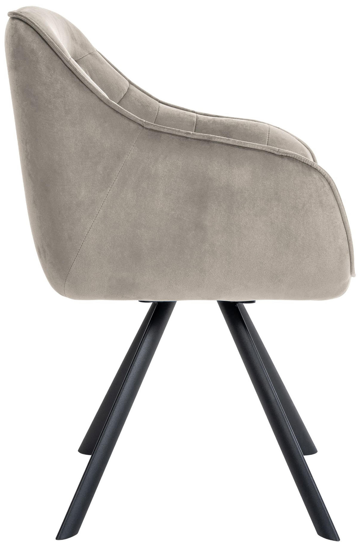 ARMLEHNENSTUHL Samt grau - Schwarz/Grau, Textil/Metall (57/90/63cm) - CLP