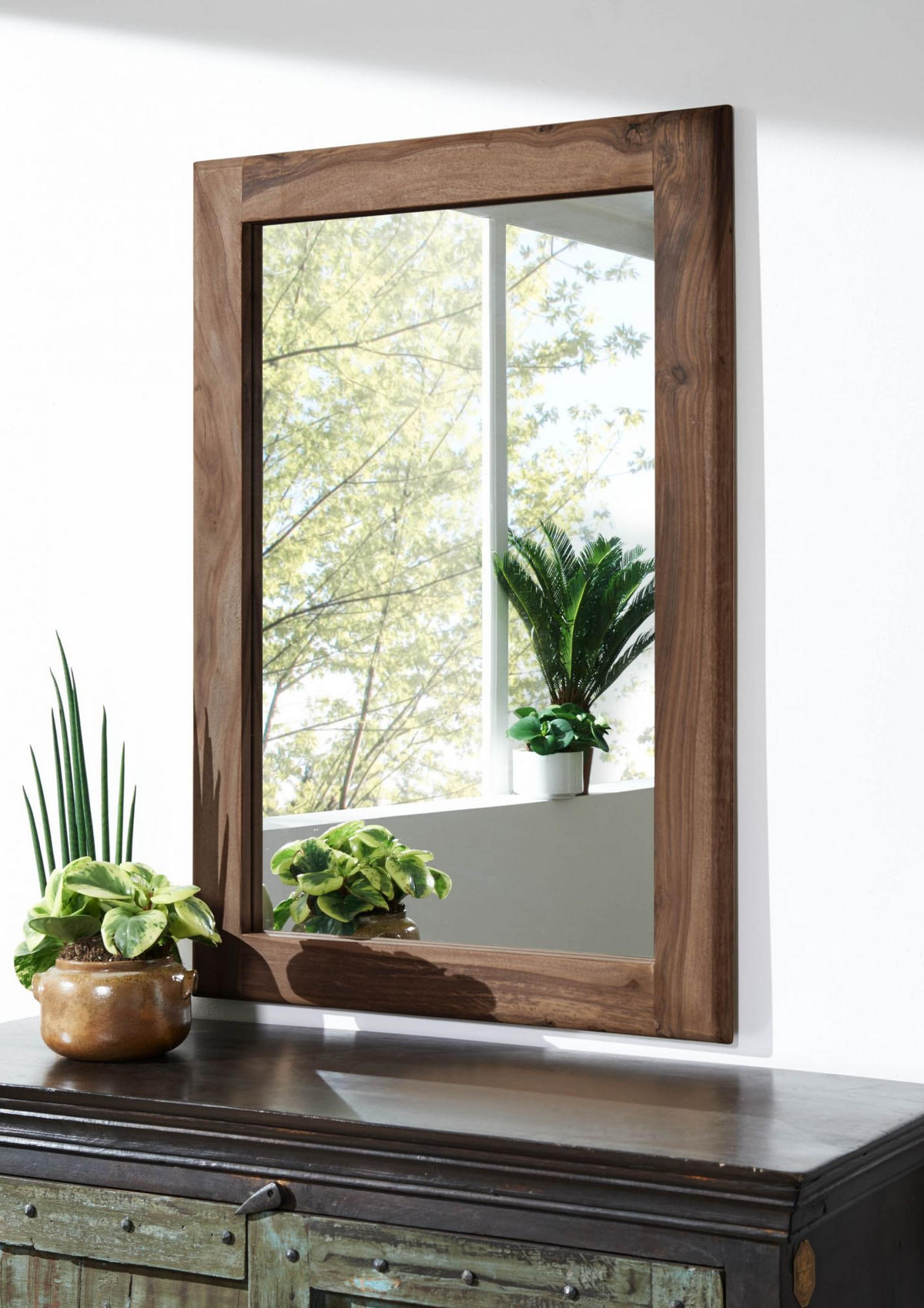 SPIEGEL Sheesham 100x3x70 smoked cherry gebeizt TORONTO #137 - Dunkelbraun, Holzwerkstoff (100/70/3cm) - Massivmoebel24