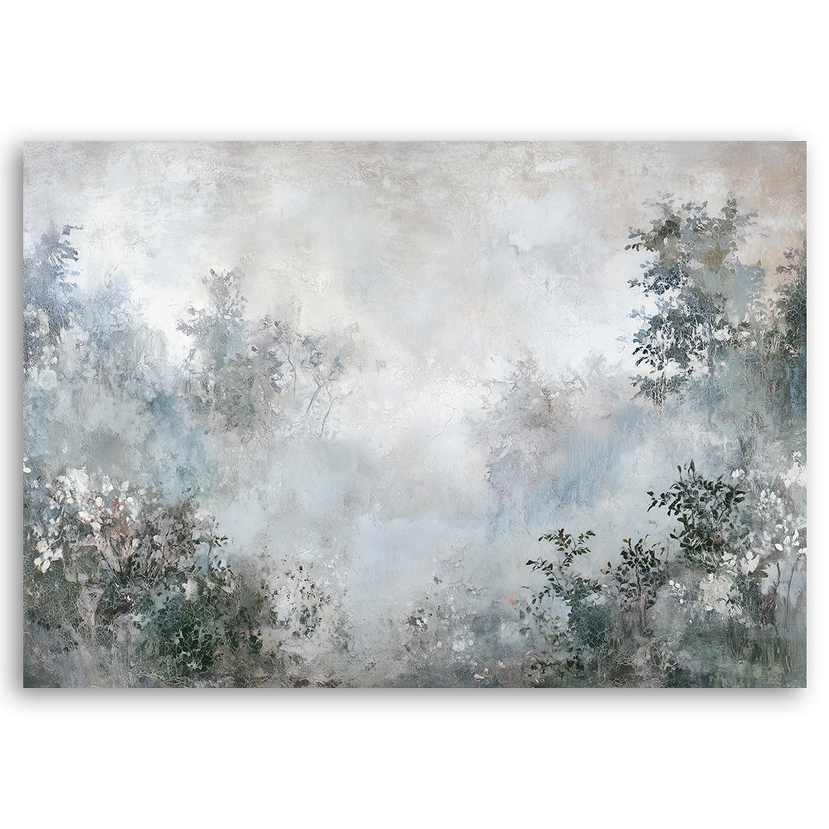 WANDBILD nebel zwischen den pflanzen - Blau, Textil (60/40cm) - Feeby