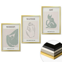 WANDBILDER 3er Set - 40x60 cm Goldrahmen - Abstrakte Pastellfiguren - Goldfarben, Kunststoff (40/60cm) - ArtPrintCave
