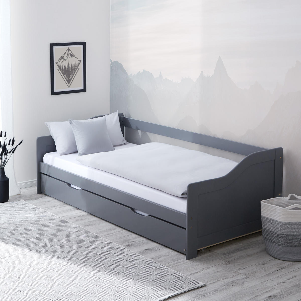 KINDERBETT ausziehbar 90/200 cm Grau - Grau, Holz (90/200cm) - Homestyle4u