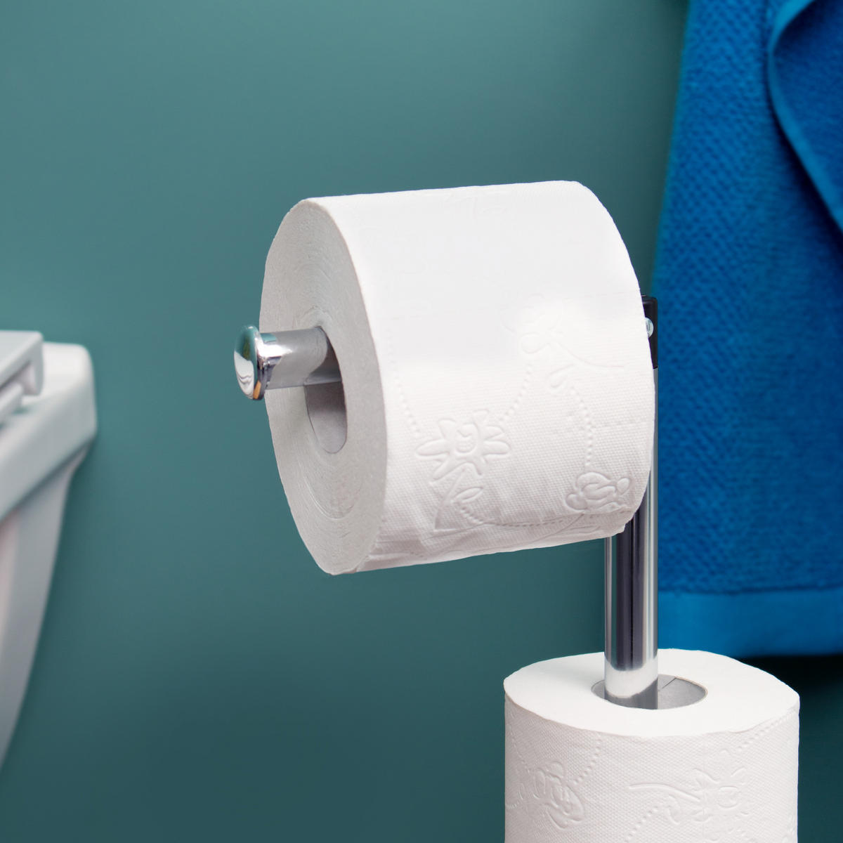 STAND-WC-ROLLENHALTER, silber - Chromfarben, Metall (19/55/19cm) - bremermann