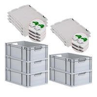 EUROBOX 5x Nextgen Economy Mit Scharnierdeckel Grau/GrünGriffe Offen 44 Liter - Grün, Kunststoff (40/22/60cm) - PROREGAL