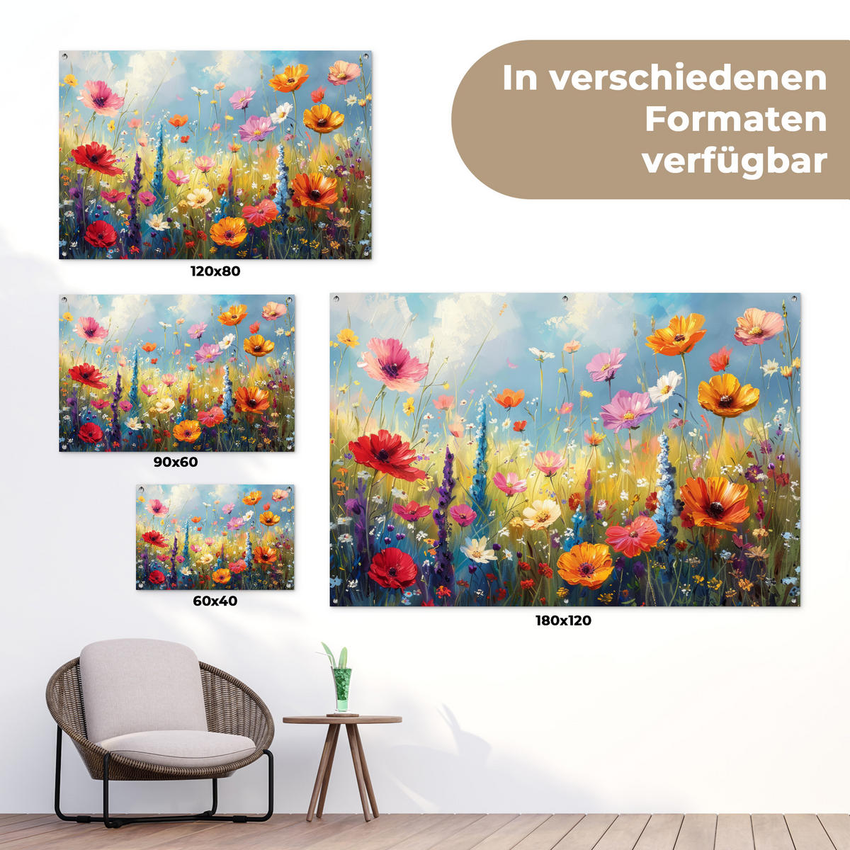 ZAHRADNÍ PLAKÁT Květiny - Příroda - Botanické - Umění 90x60 cm - světle modrá, plast (90/60/0.2cm) - OnlyWow