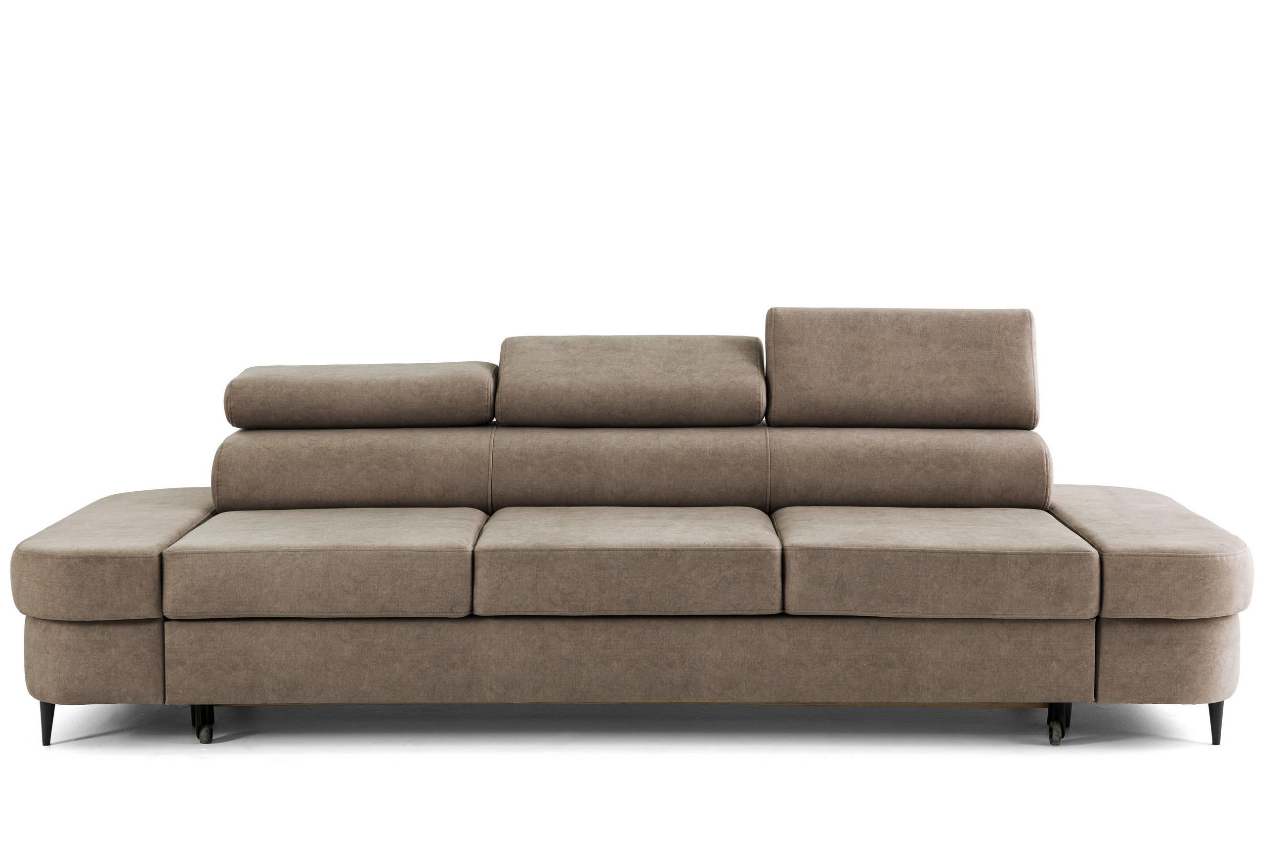 3-SITZER Sofa PRIAM mit Schlaffunktion 125x317 Velours Beige - Beige/Schwarz, Holz/Textil (278/95/102cm) - Muffo