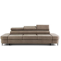 3-SITZER Sofa PRIAM mit Schlaffunktion 125x317 Velours Beige - Beige/Schwarz, Holz/Textil (278/95/102cm) - Muffo