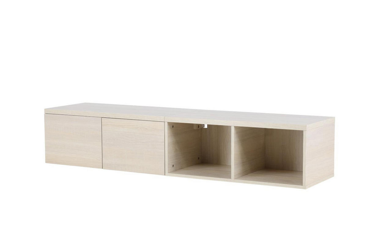 TV-MÖBEL, Nomi, Whitewash, MDF, 180 x 45 x 35 cm - Weiß, Holzwerkstoff (180/35/45cm) - ebuy24