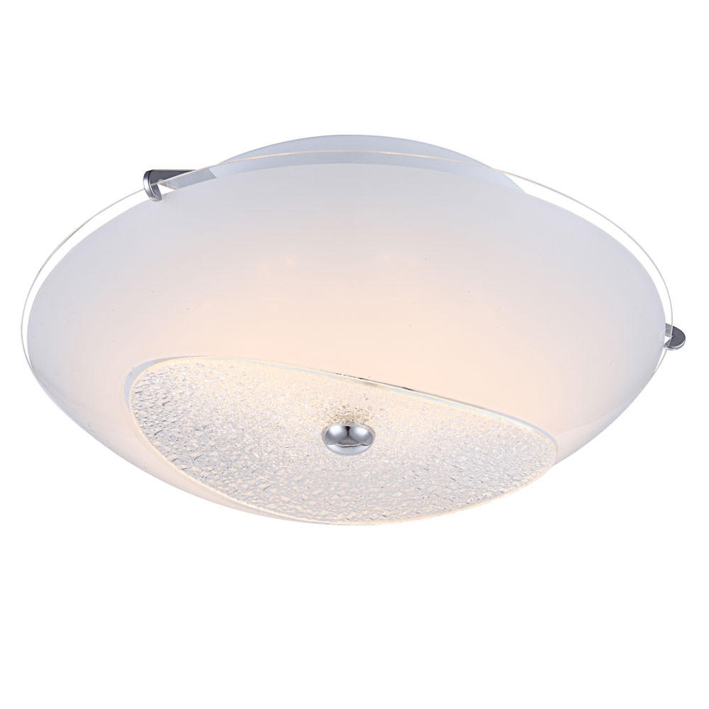 LED DECKENLEUCHTE Metall Kristalloptik Weiß - Weiß, Glas (30/30/9.5cm) - Globo Lighting