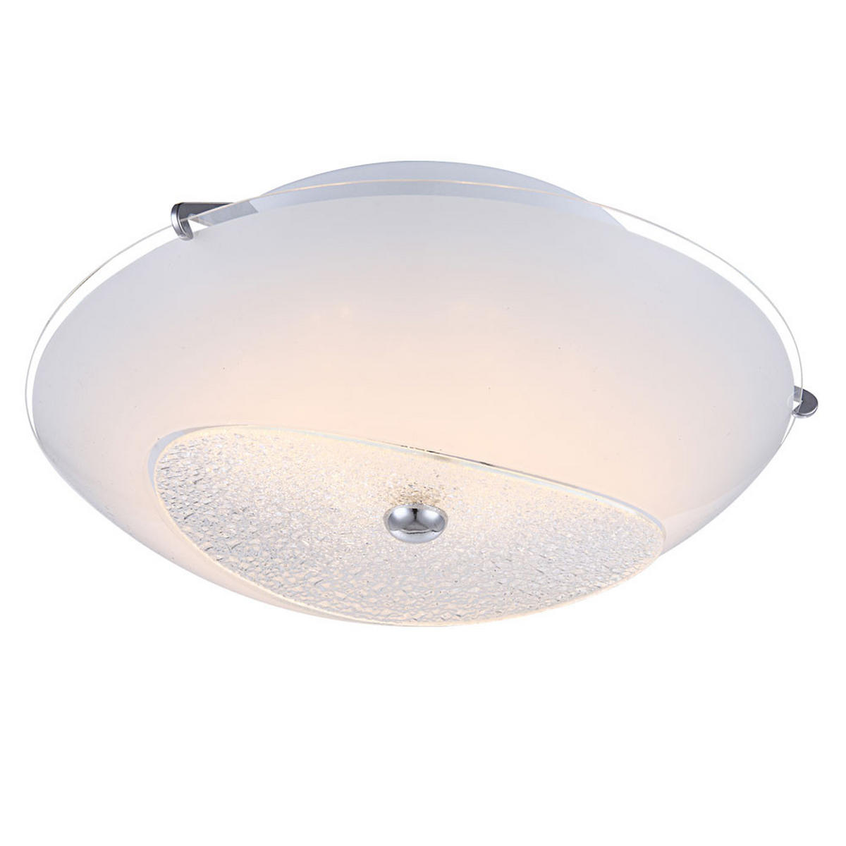 LED DECKENLEUCHTE Metall Kristalloptik Weiß - Weiß, Glas (30/30/9.5cm) - Globo Lighting