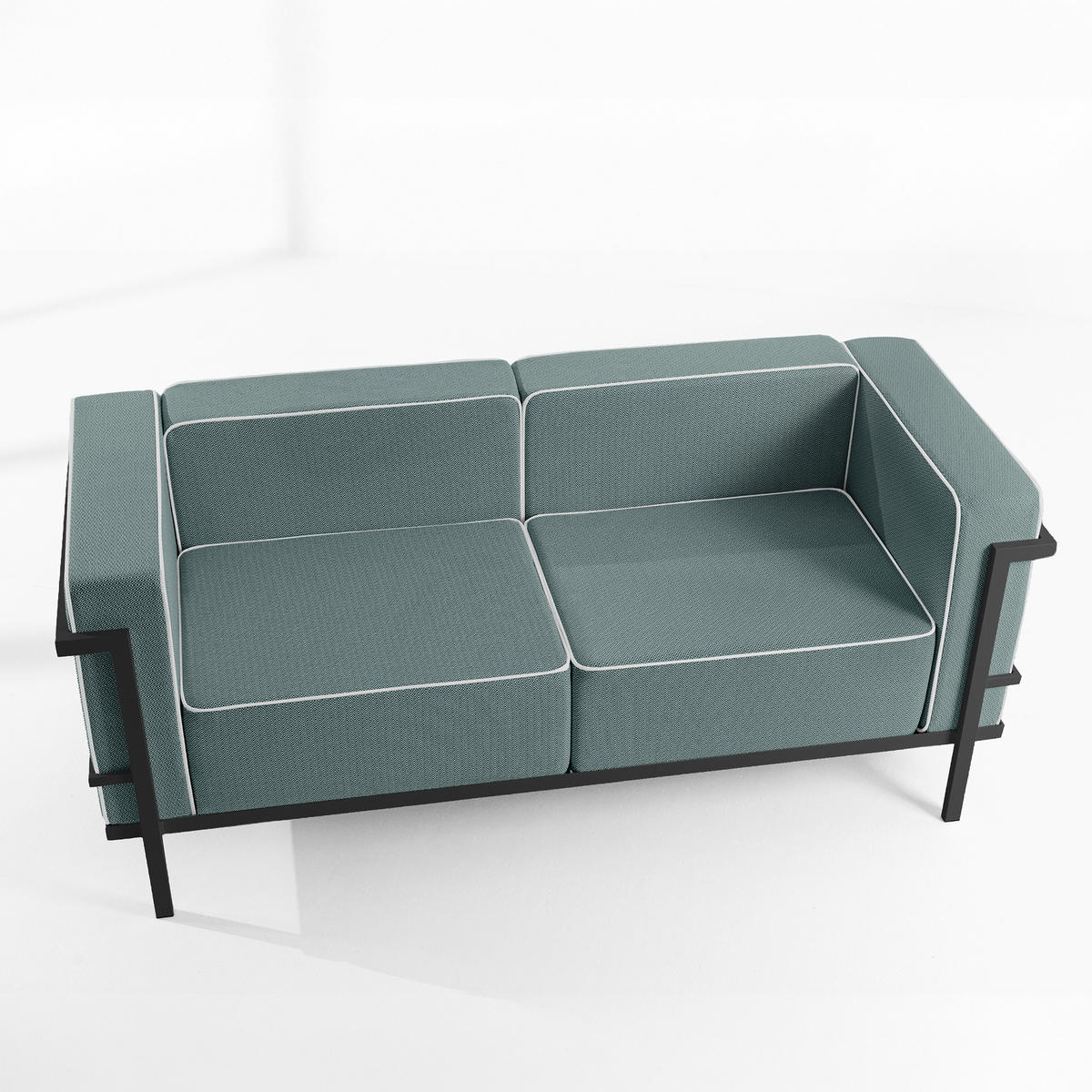 GARTENSOFA TRIGLO 2-Personen, Stahlrahmen, Modern, Dunkelgrau - Dunkelgrün/Dunkelgrau, Textil/Metall (164/70/69cm) - KONSIMO®