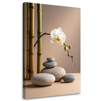 WANDBILD, Orchideenblumensteine Bambus Zen Spa - Beige, Textil (80/120cm) - Feeby