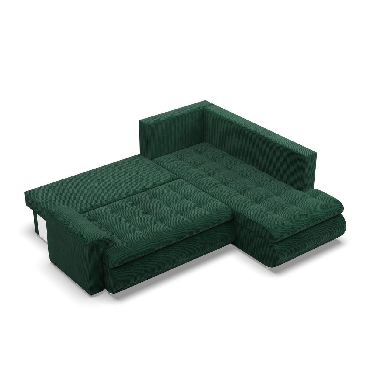 ECKSOFA RECHTS MIT SCHLAFFUNKTION FORESTA, Cord - Dunkelgrün - Grün, Textil (230/200cm) - Mebligo