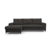 ECKSOFA AVRA L-förmig, mit Stauraumbehälter-in RINO-Stoff, Komfort & Eleganz, lose Rückenkissen, freistehend, LINKS 165x251x85 cm Graphite - Graphitfarben, Holz/Textil (165/251cm) - DomoHome