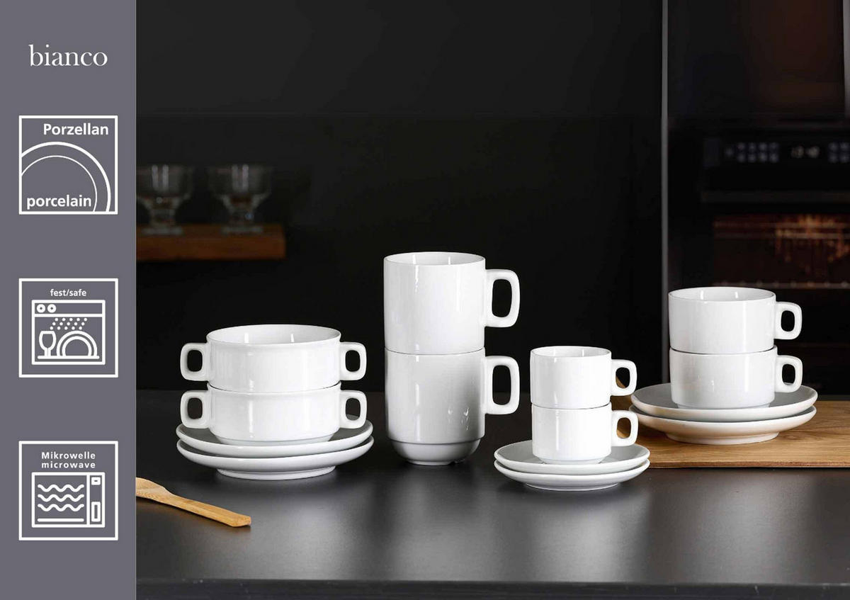 KAFFEETASSEN Bianco weiß 190 ml 6er Set - Weiß, Keramik (0.19L) - Ritzenhoff Breker