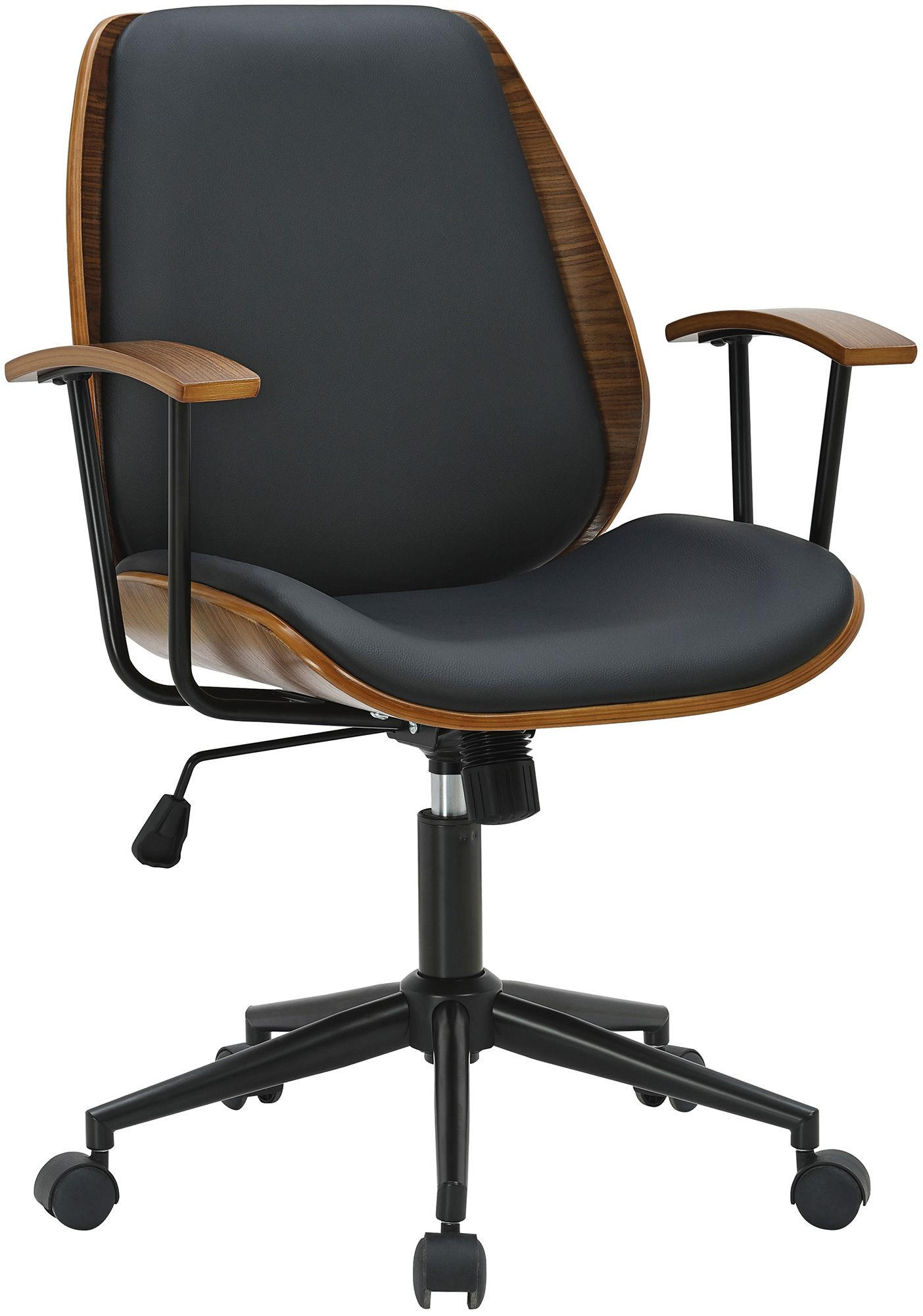DREHSTUHL Lederlook Walnuss/Schwarz - Walnussfarben/Schwarz, Textil/Metall (63/90/57cm) - CLP