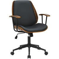 DREHSTUHL Lederlook Walnuss/Schwarz - Walnussfarben/Schwarz, Textil/Metall (63/90/57cm) - CLP