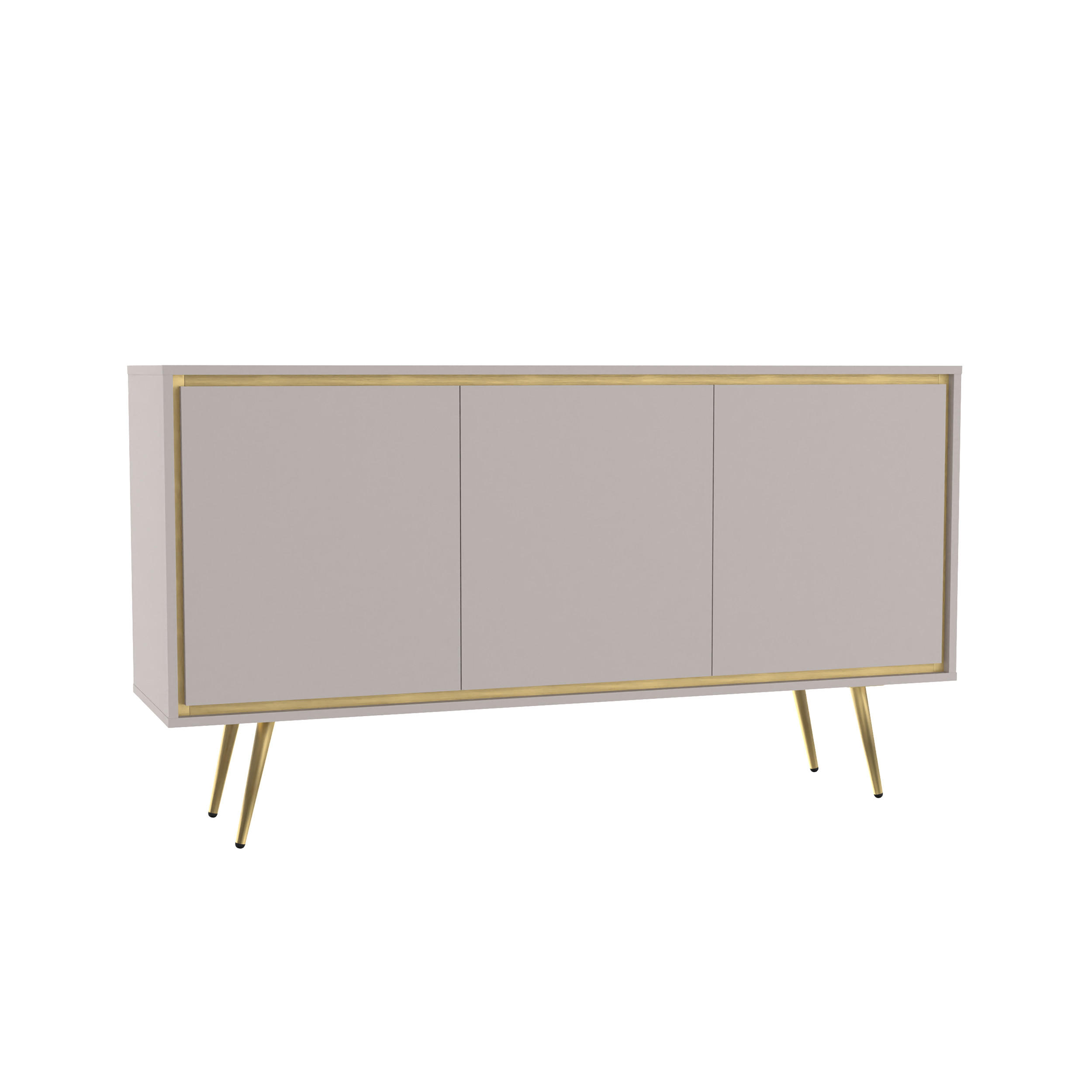 KOMMODE Lori mit 3 Türen, Push-to-open-Öffnung, kaschmir - Kaschmir, Holzwerkstoff/Metall (150/80/40cm) - Beautysofa