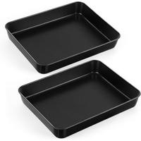 BACKBLECH 2er Set 31,6 x 24,6 x 5 cm Antihaft Edelstahl - Schwarz, Metall (31.6/5/5cm)