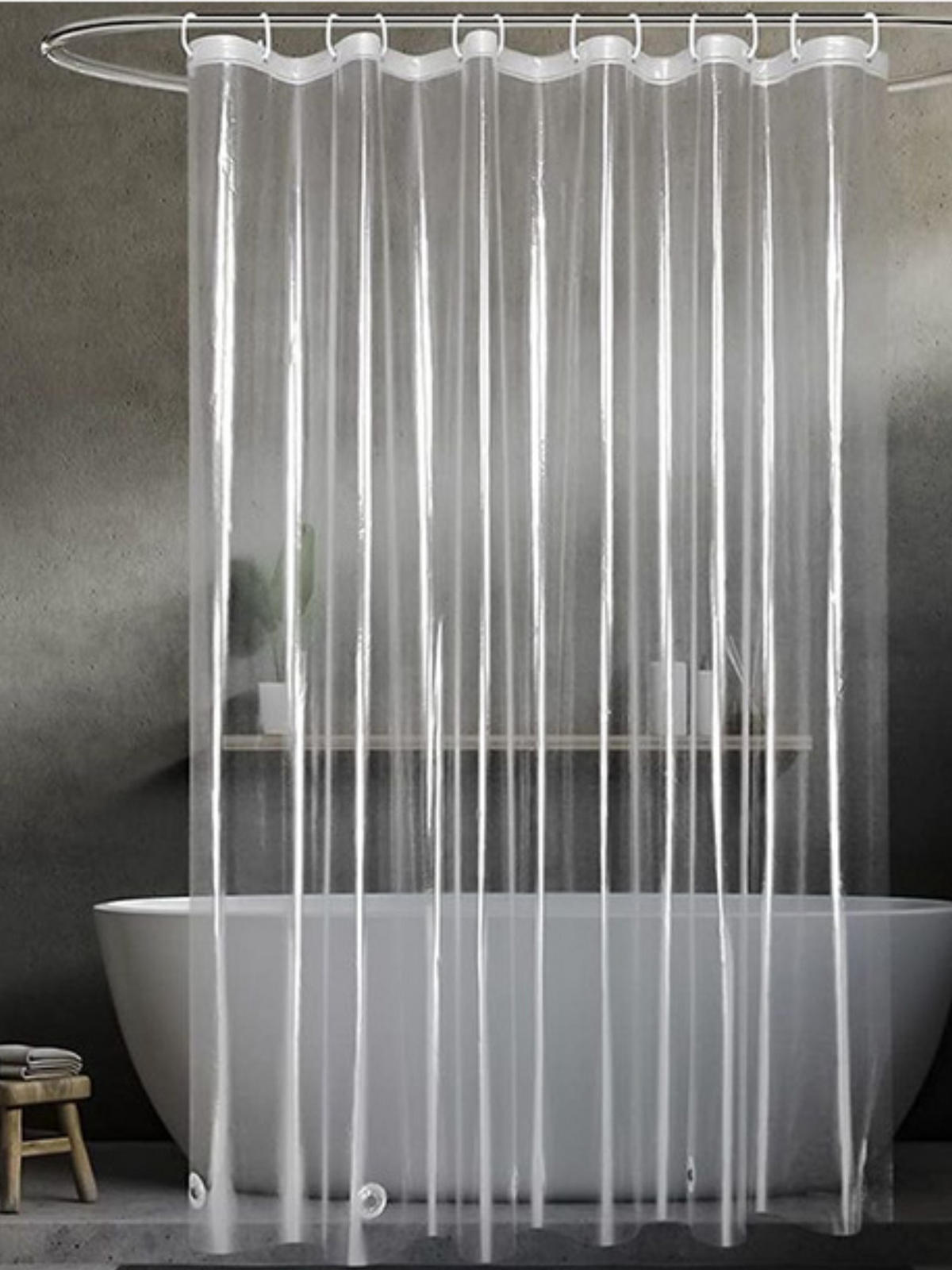 DUSCHVORHANG – Breite 180 x Höhe 200 cm – Inklusive Haken - Klar, Kunststoff (180/200cm)
