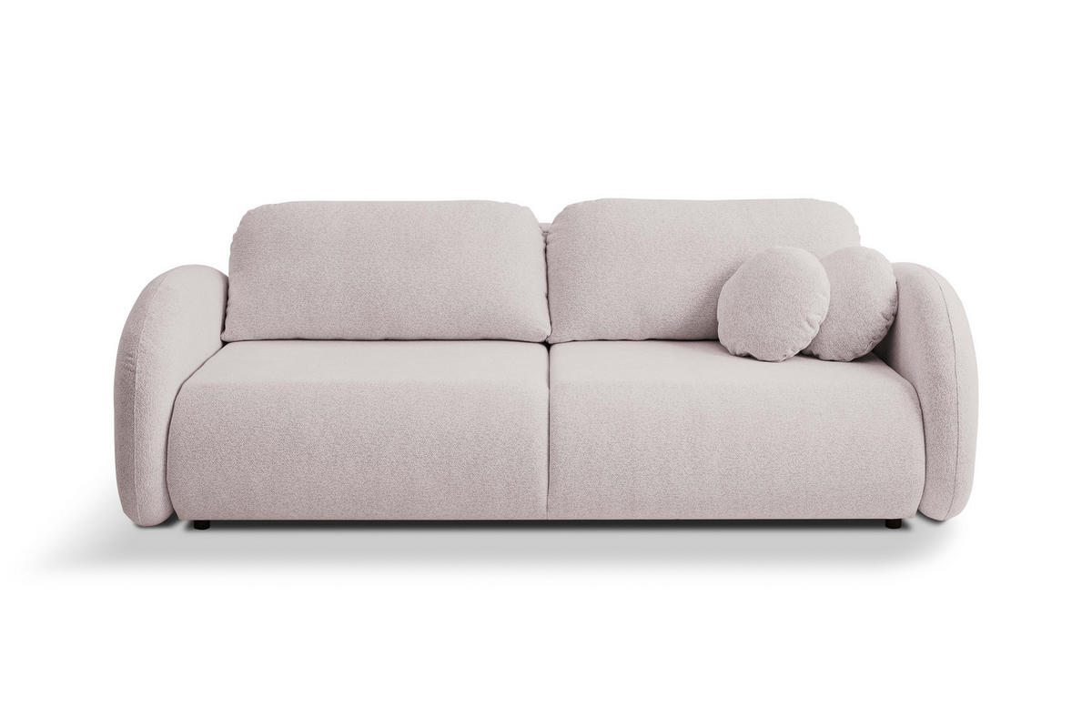 SOFA LOOP Schlaffunktion & Bettkasten PUR-Schaum Schwarze Kunststofffüße skandinavischer Stil lose Rückenkissen freistehend 234x112x86 cm Rose - Rosa, Holz/Textil (234/86/112cm) - DomoHome