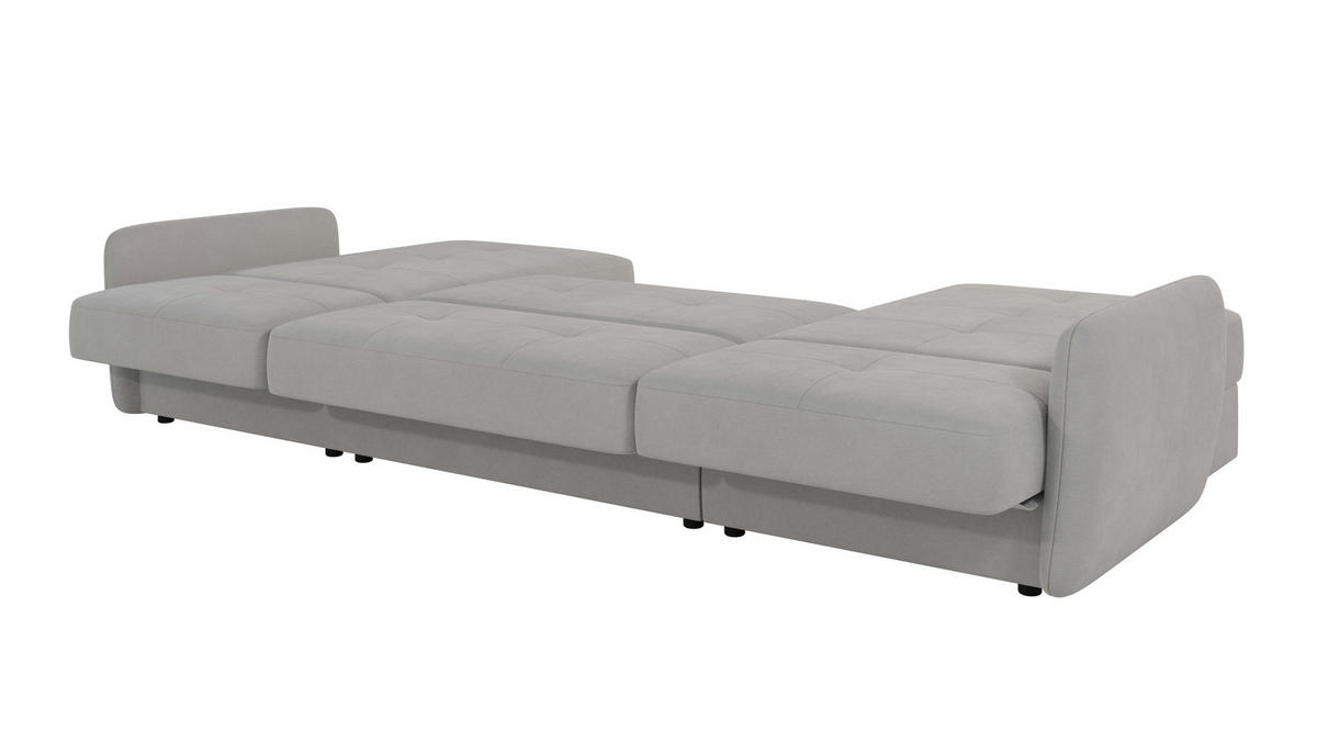 WOHNLANDSCHAFT Lupo Silber Mikrofaser - Silberfarben/Schwarz, Holz/Kunststoff (311/86/147cm) - S-Style Möbel