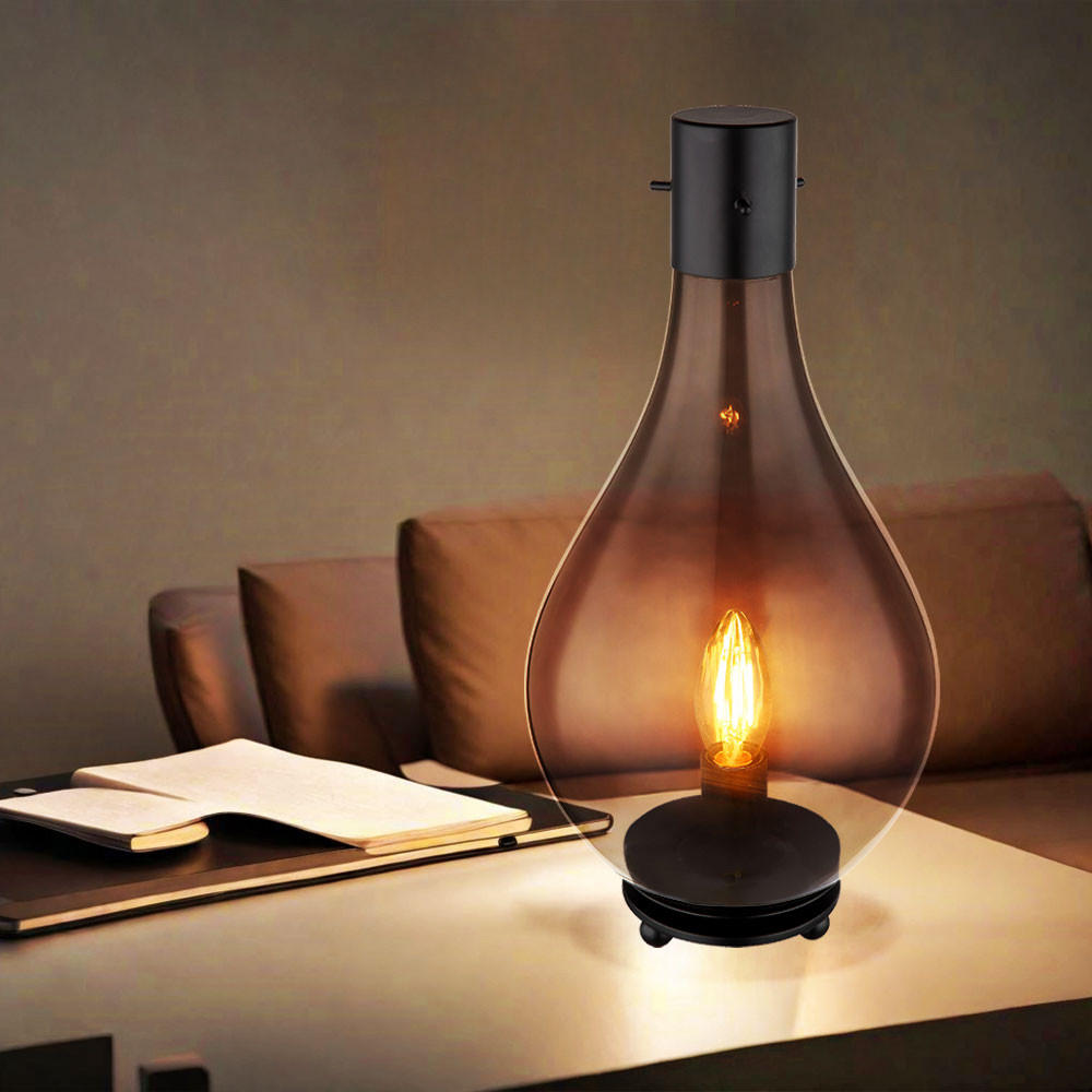 LED TISCHLEUCHTE Glas Rauch Schwarz - Grau, Glas (18/18/35cm) - Globo Lighting