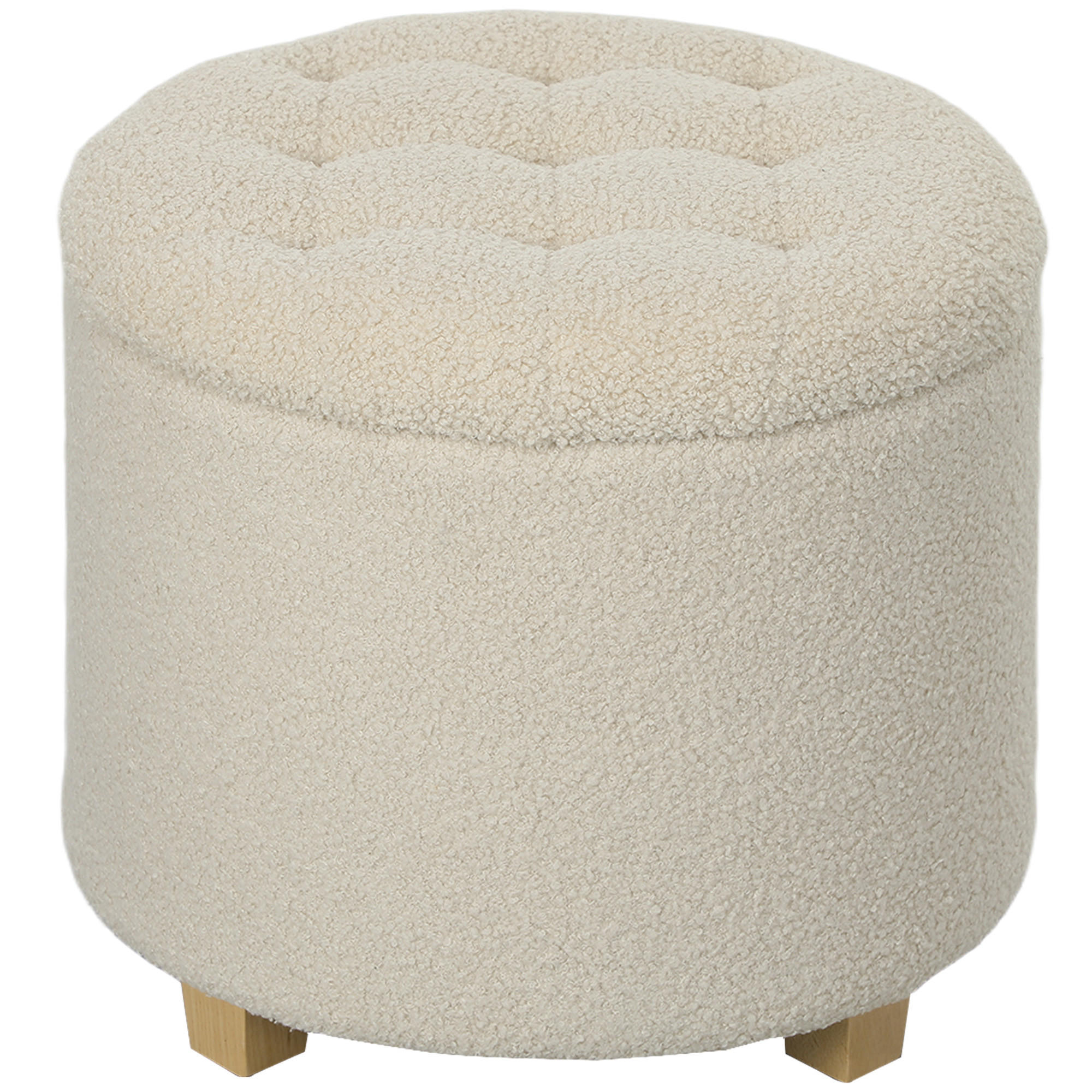 HOCKER, Holzrahmen Ø45 x 41 cm Cremeweiß - Weiß, Kunststoff (45/41/45cm) - HOMCOM