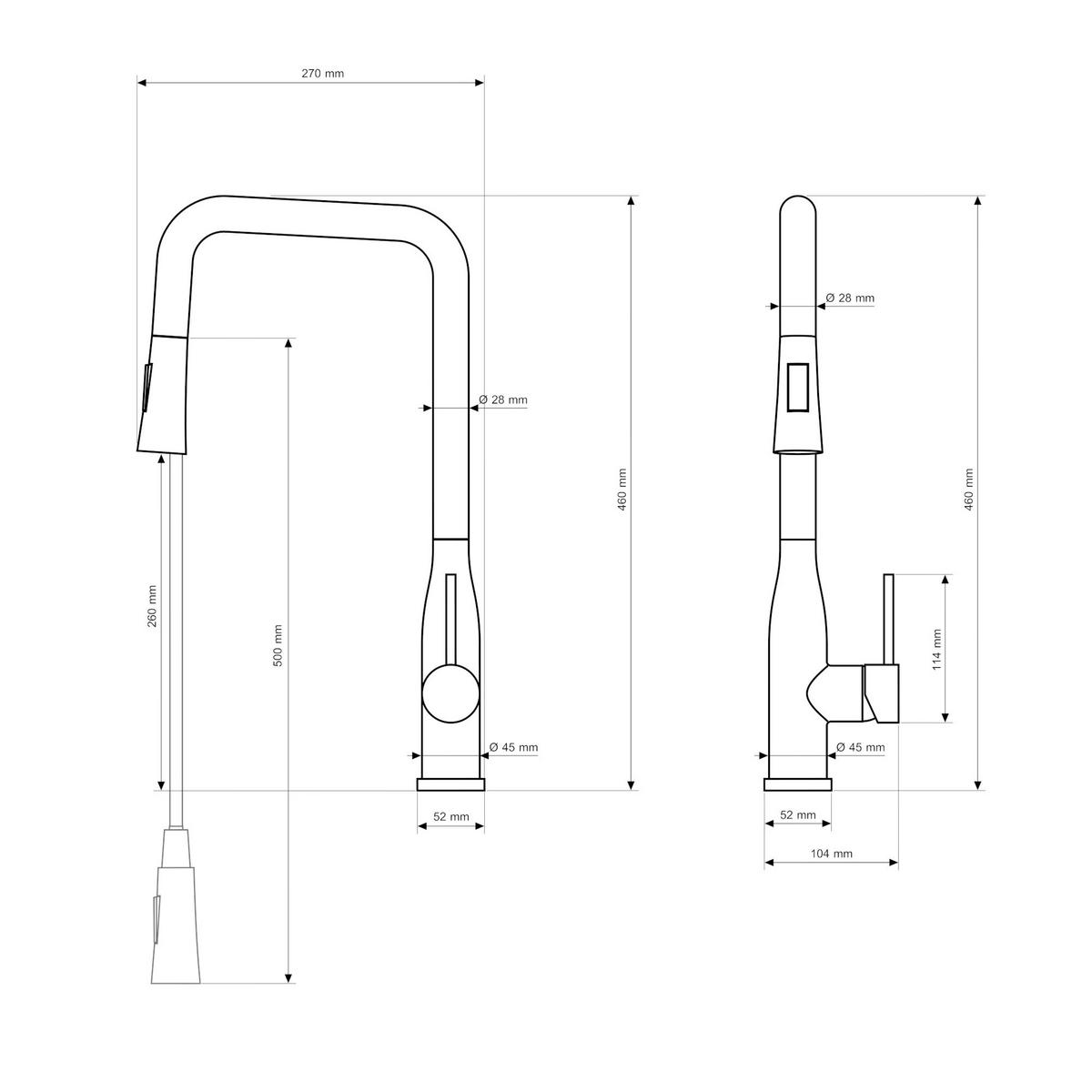 KÜCHENARMATUR Vector Chrom mit Ausziehbrause 2 Funktionen 46 cm - Chromfarben, Metall (27/46/27cm) - Granitan